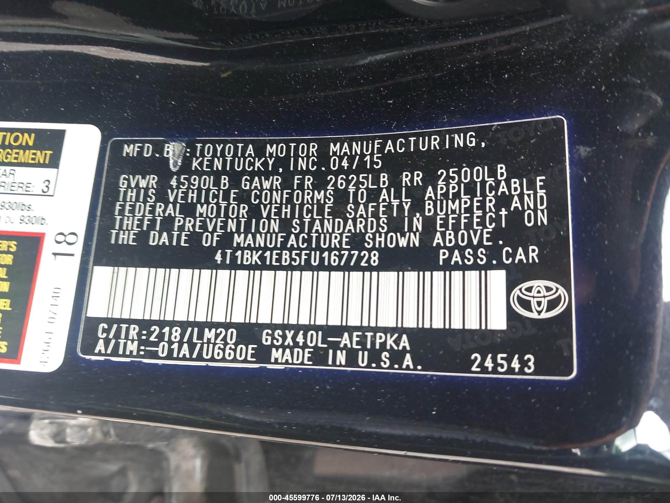 2015 Toyota Avalon Limited Black vin: 4T1BK1EB5FU167728