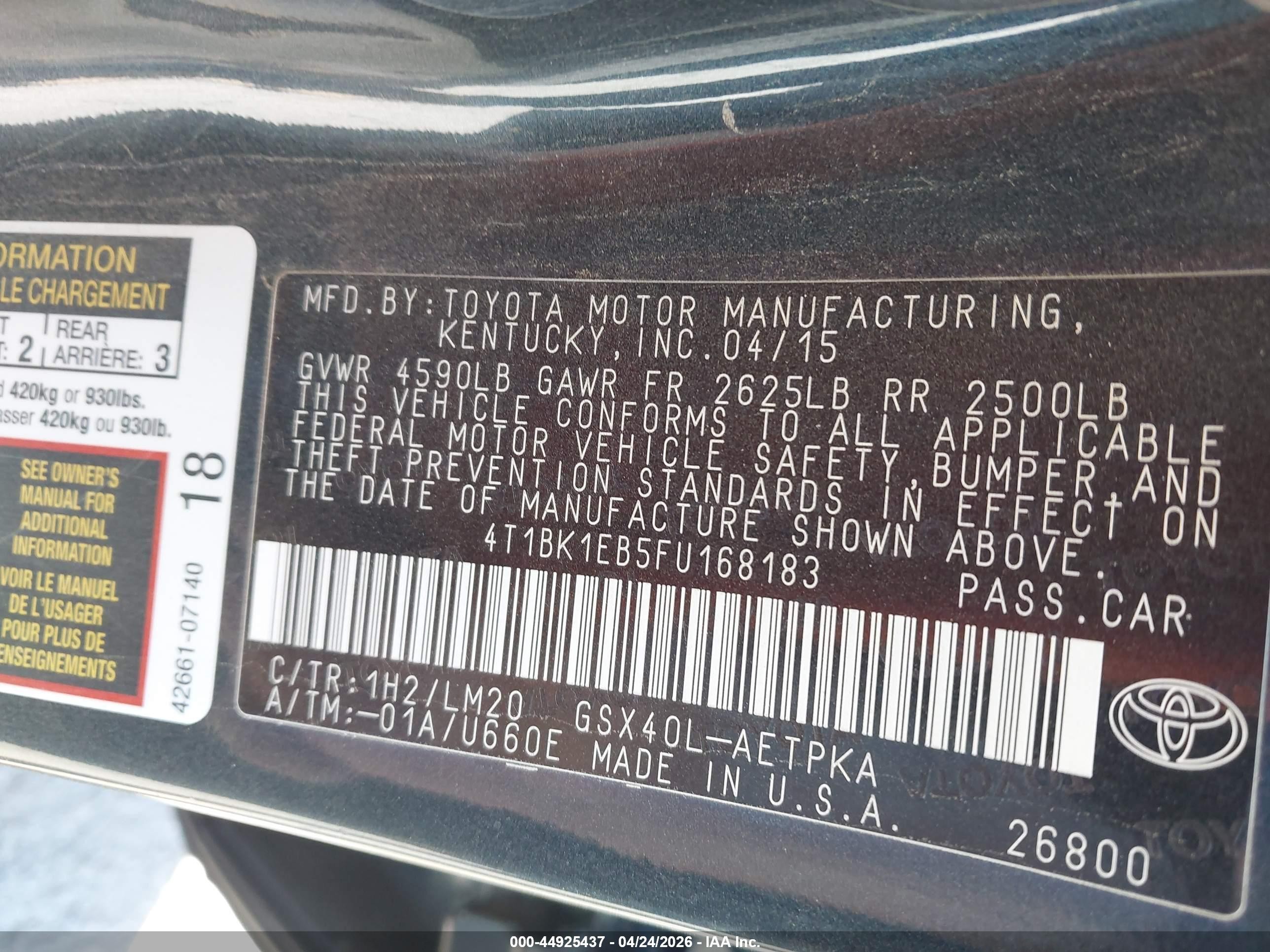 2015 Toyota Avalon Limited Black vin: 4T1BK1EB5FU168183