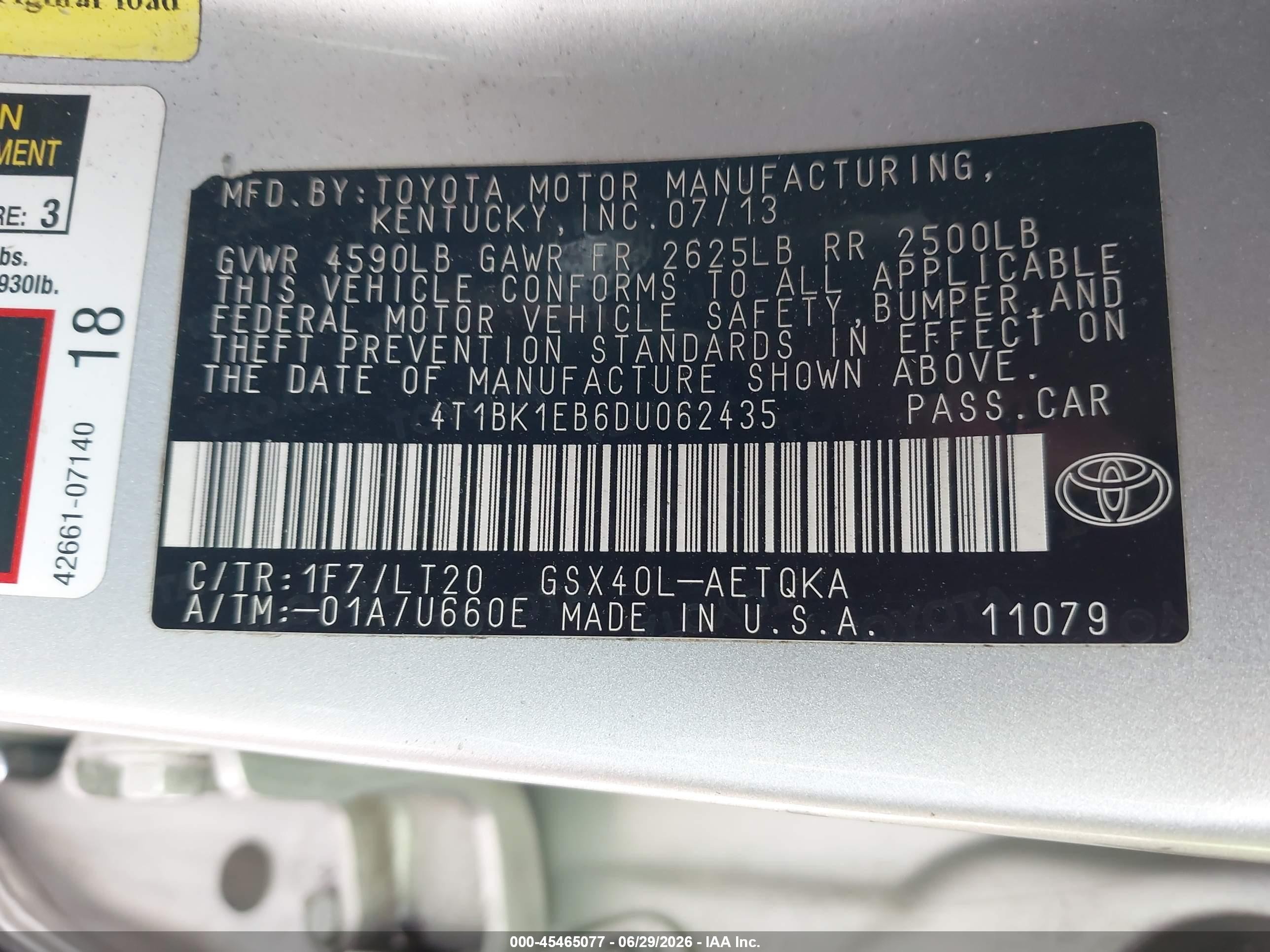 2013 Toyota Avalon Xle Touring Silver vin: 4T1BK1EB6DU062435