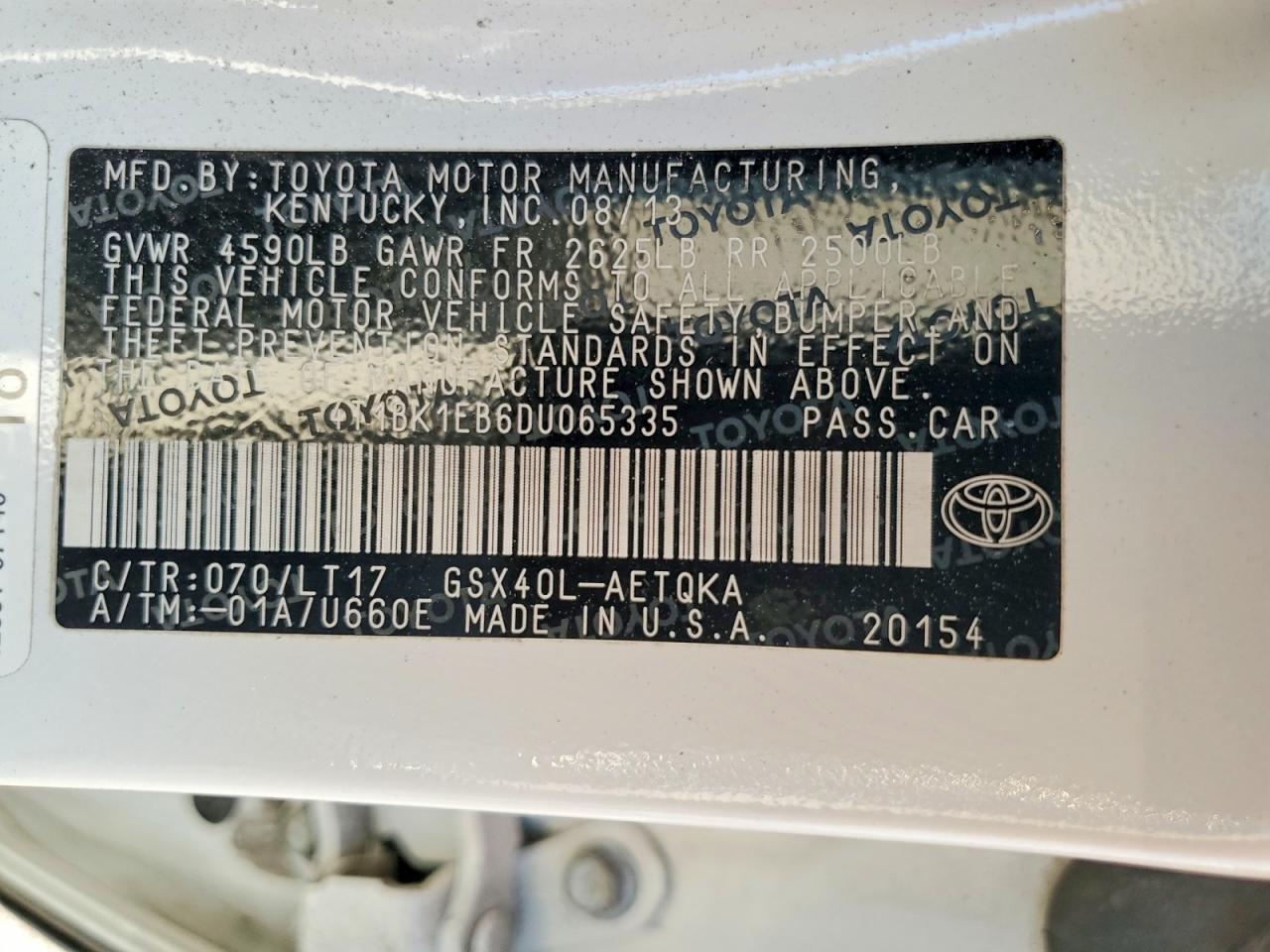 2013 Toyota Avalon Xle Touring White vin: 4T1BK1EB6DU065335