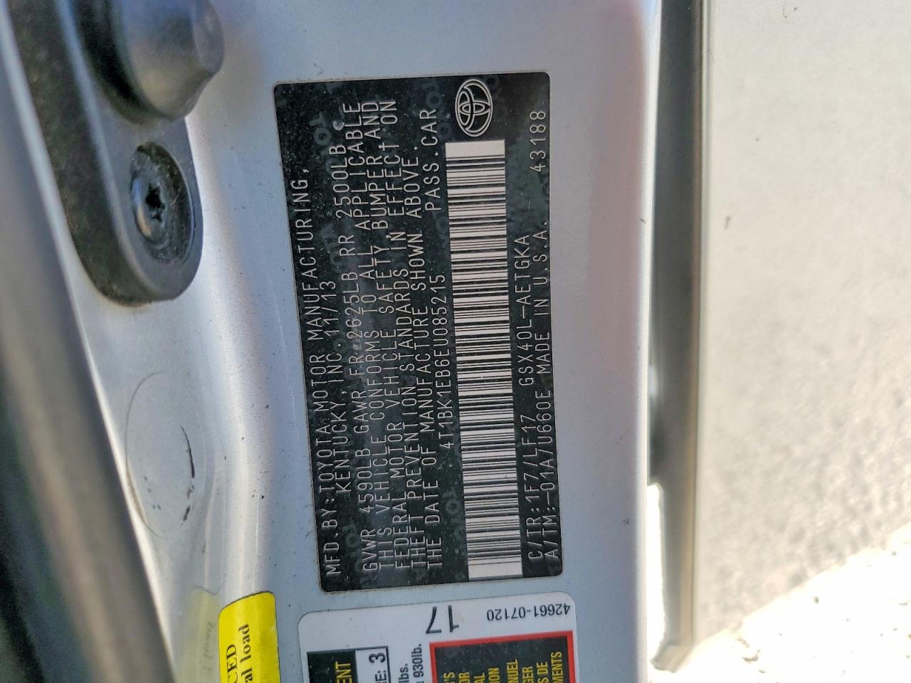 2014 Toyota Avalon Xle Premium Silver vin: 4T1BK1EB6EU085215
