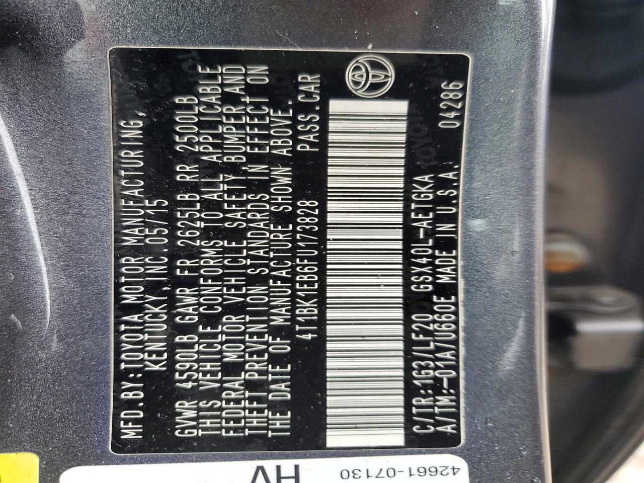 2015 Toyota Avalon Xle Premium Gray vin: 4T1BK1EB6FU173828
