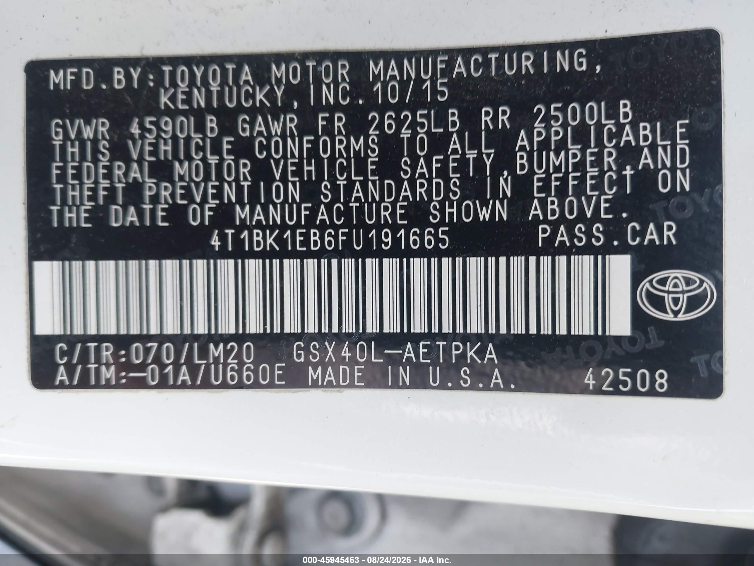 2015 Toyota Avalon Limited Серебряный vin: 4T1BK1EB6FU191665