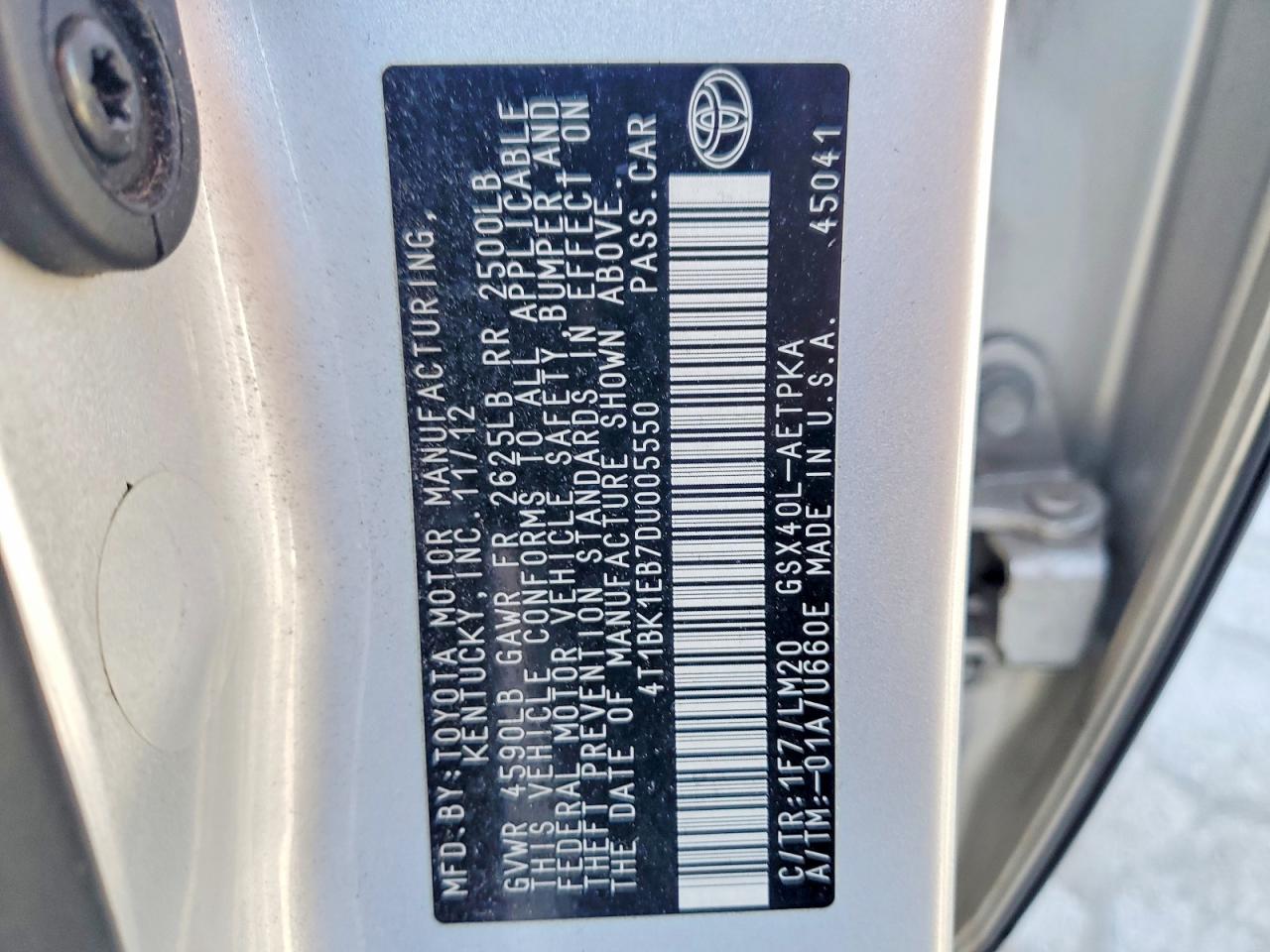 2013 Toyota Avalon Limited Серебряный vin: 4T1BK1EB7DU005550