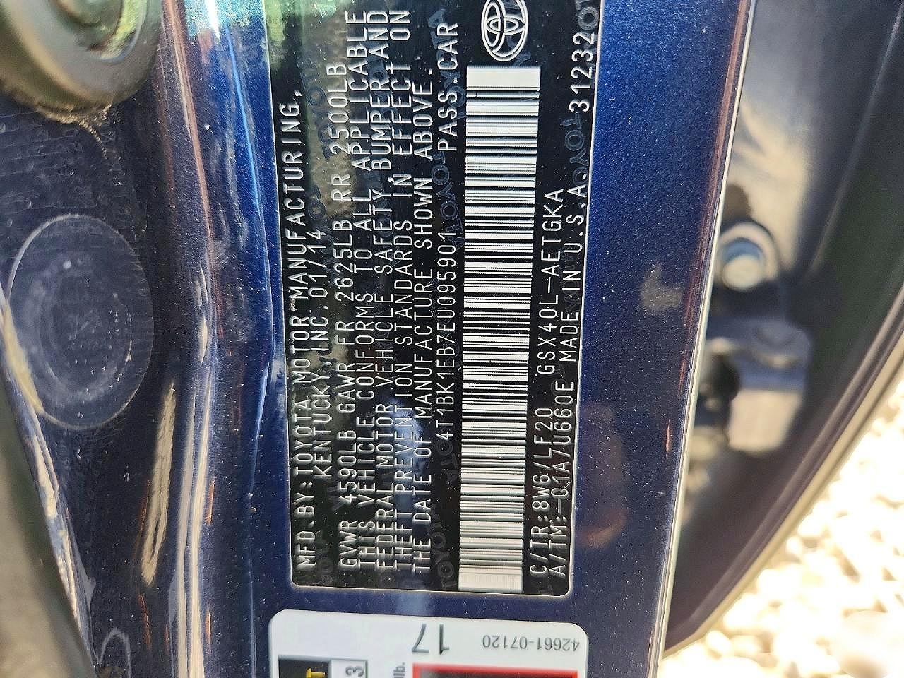 2014 Toyota Avalon Xle Premium Blue vin: 4T1BK1EB7EU095901