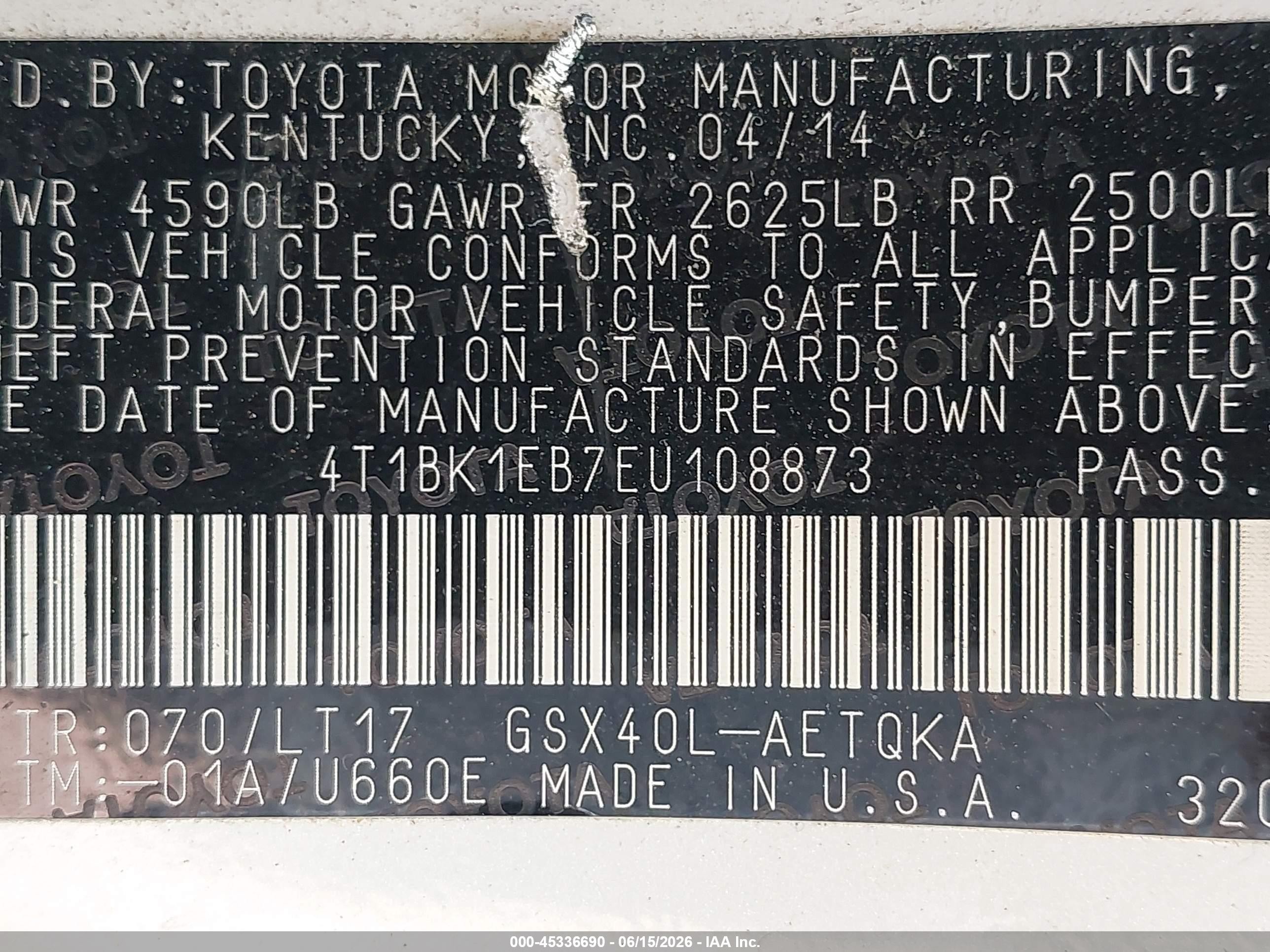2014 Toyota Avalon Xle Touring Белый vin: 4T1BK1EB7EU108873