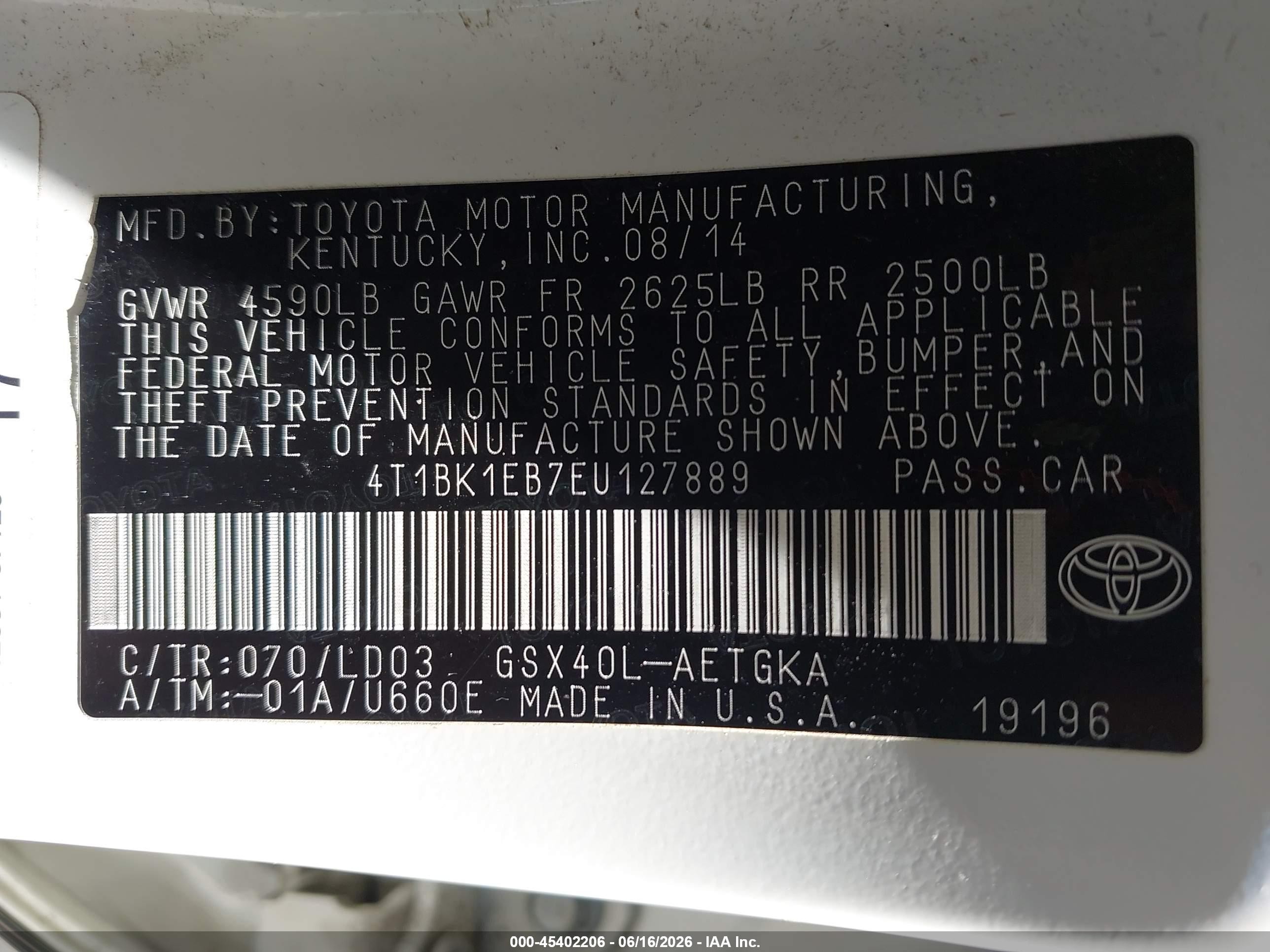 2014 Toyota Avalon Xle Белый vin: 4T1BK1EB7EU127889