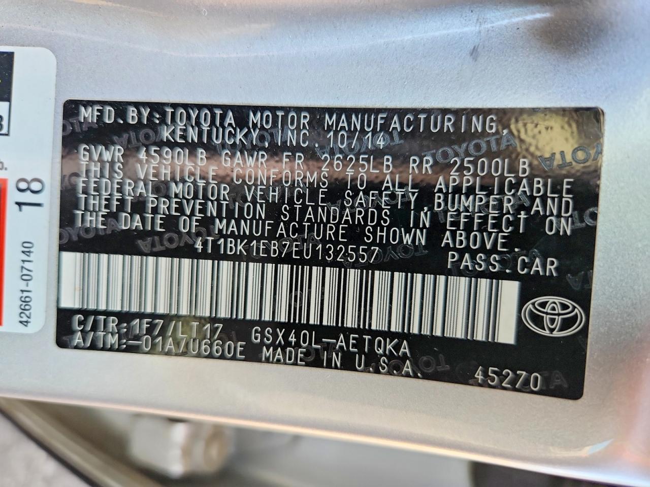 2014 Toyota Avalon Xle Touring Silver vin: 4T1BK1EB7EU132557
