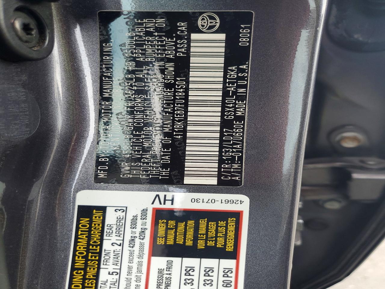 2015 Toyota Avalon Xle Gray vin: 4T1BK1EB7FU184501