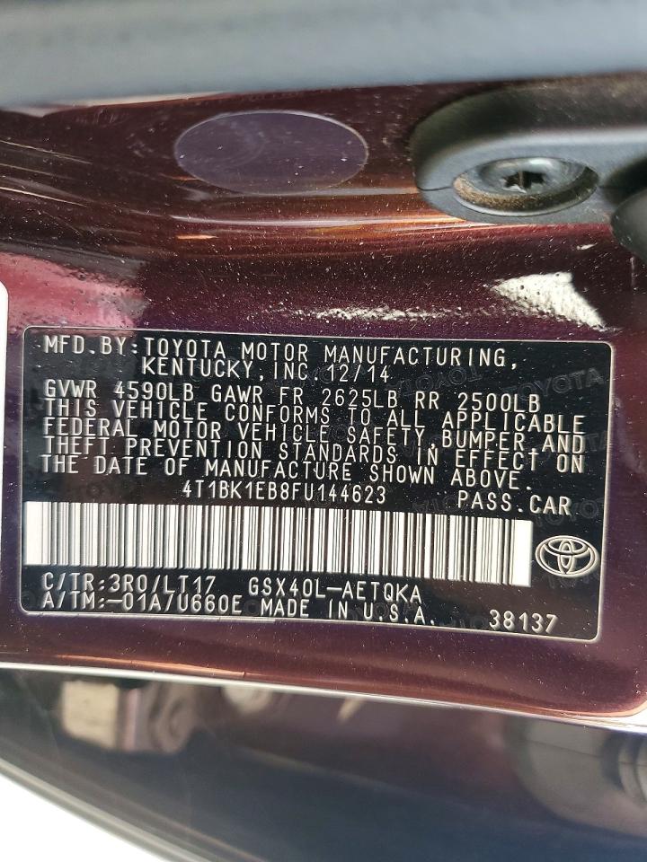 2015 Toyota Avalon Xle Touring Maroon vin: 4T1BK1EB8FU144623