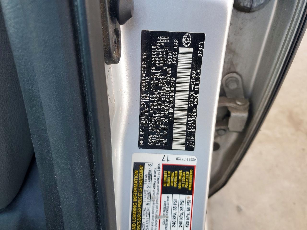 2013 Toyota Avalon Xle Silver vin: 4T1BK1EB9DU009776