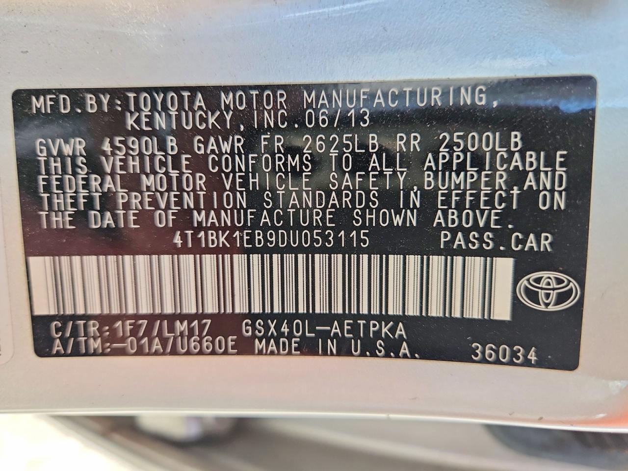 2013 Toyota Avalon Xle Silver vin: 4T1BK1EB9DU053115