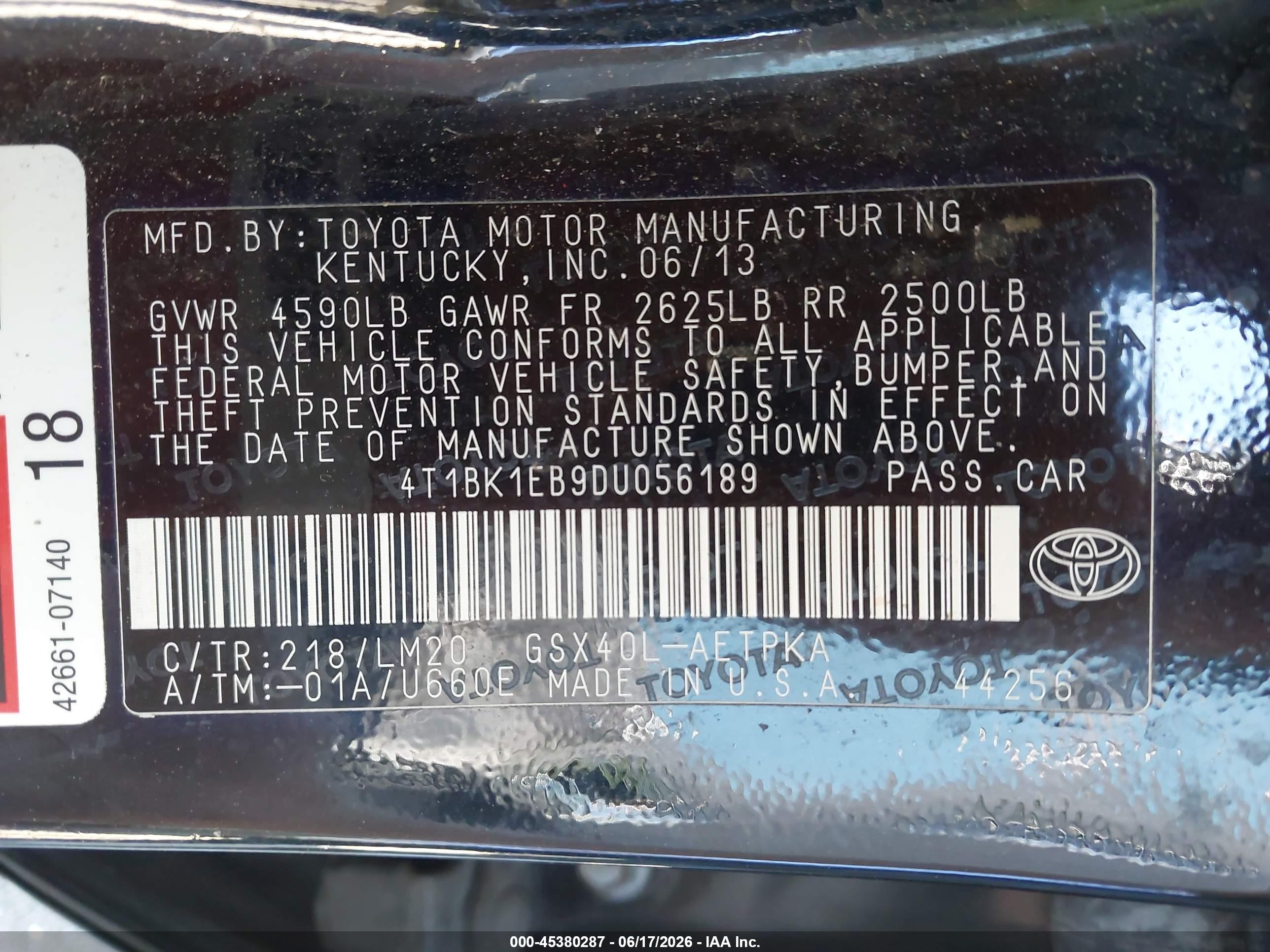 2013 Toyota Avalon Limited Black vin: 4T1BK1EB9DU056189