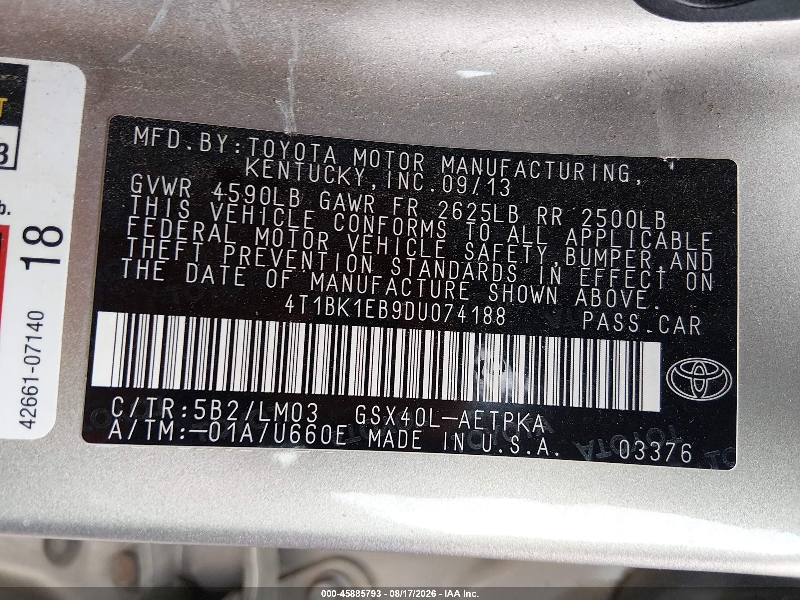 2013 Toyota Avalon Limited Beige vin: 4T1BK1EB9DU074188