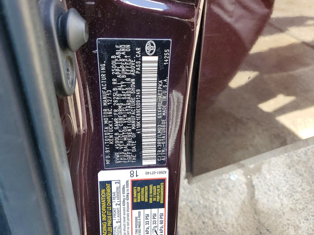 2014 Toyota Avalon Limited Burgundy vin: 4T1BK1EB9EU091249