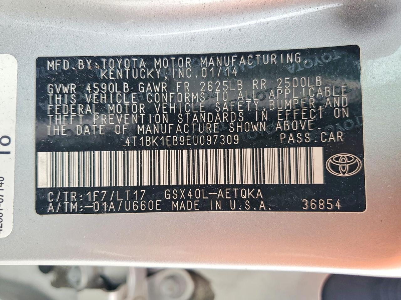 2014 Toyota Avalon Xle Touring Серебряный vin: 4T1BK1EB9EU097309