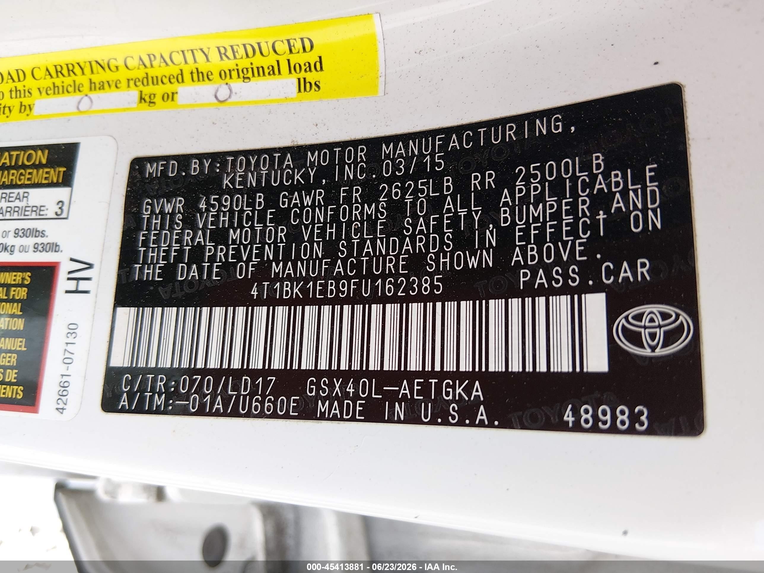 2015 Toyota Avalon Xle White vin: 4T1BK1EB9FU162385