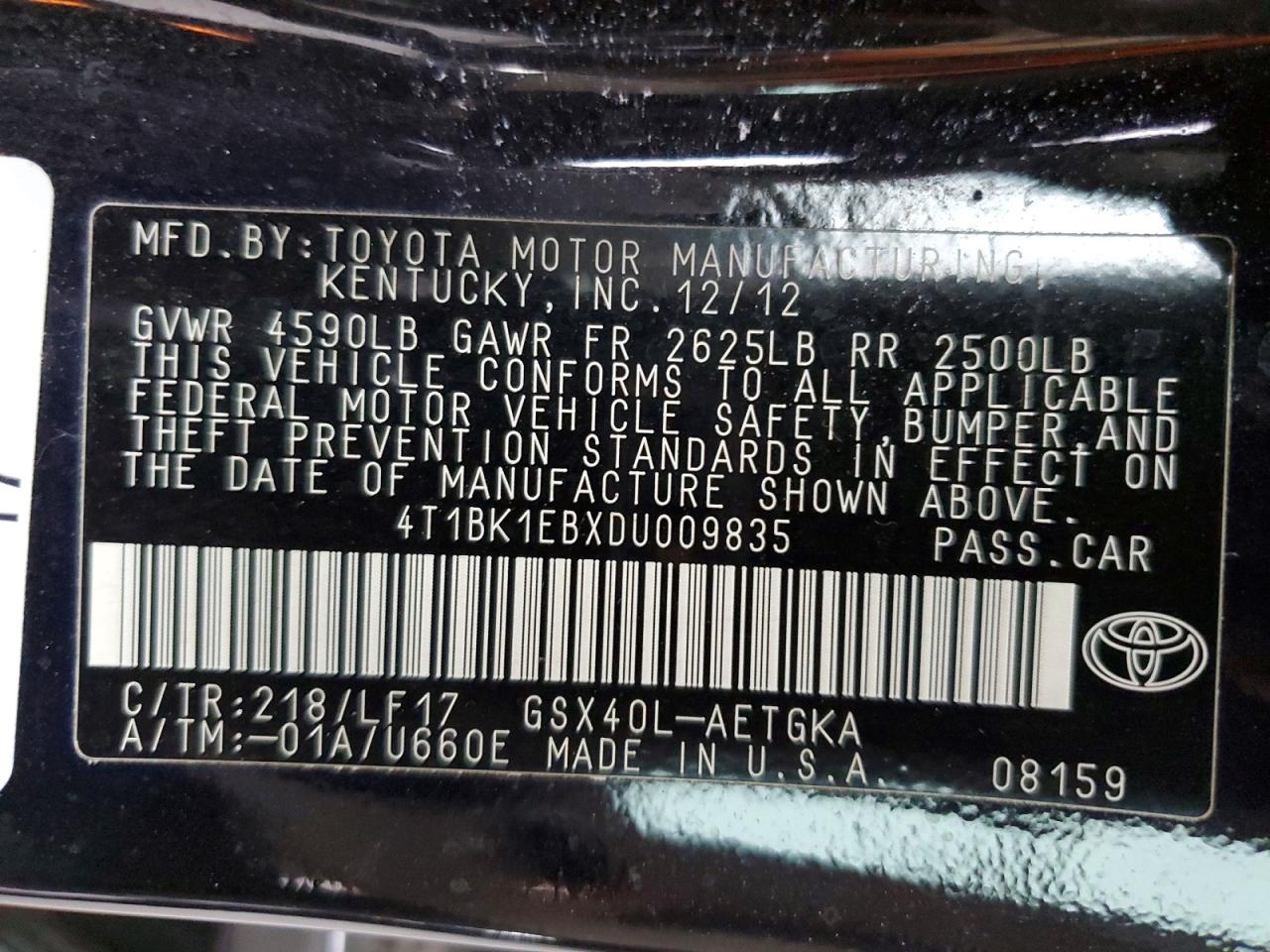 2013 Toyota Avalon Xle Premium Black vin: 4T1BK1EBXDU009835