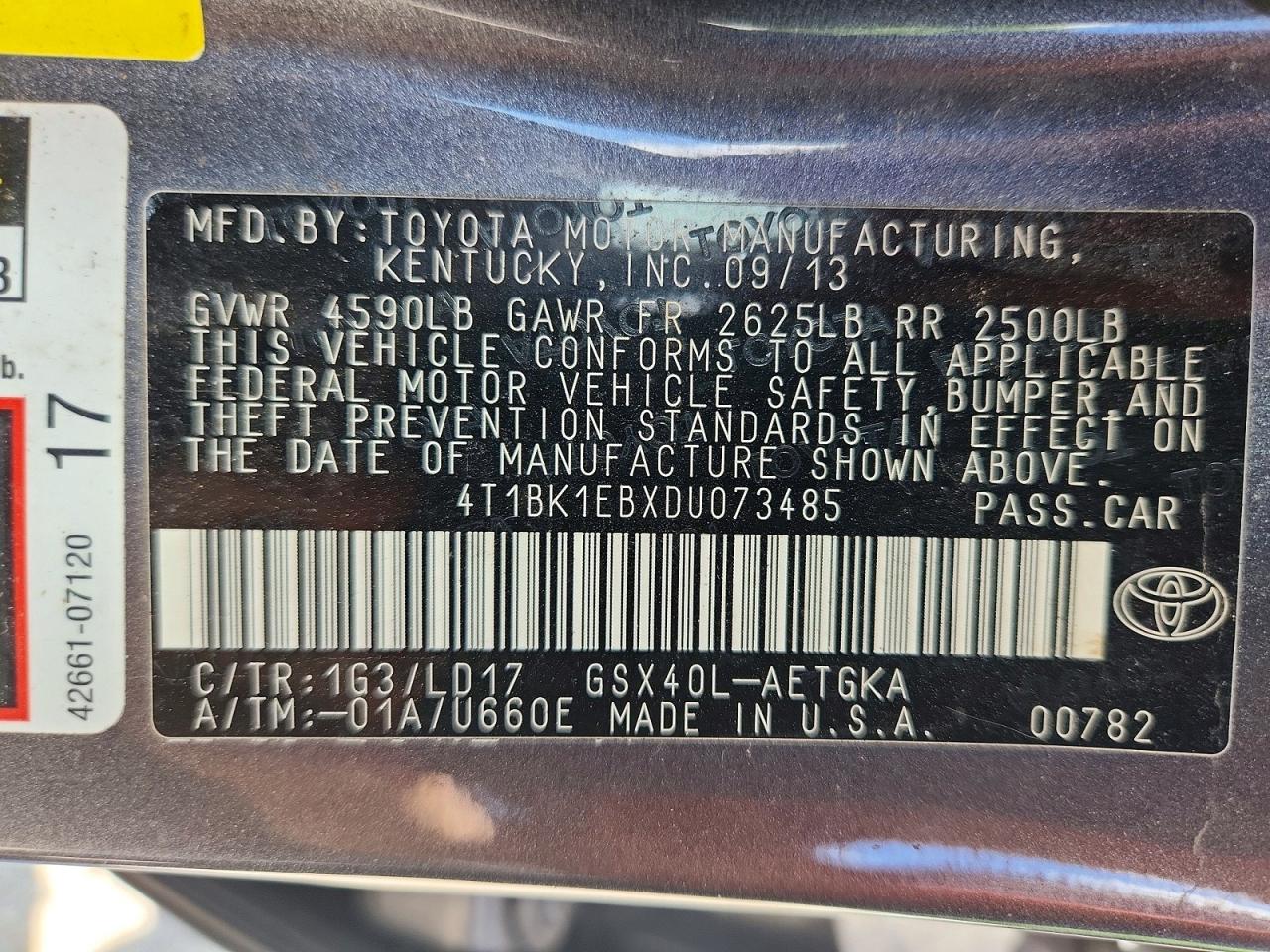 2013 Toyota Avalon Xle Gray vin: 4T1BK1EBXDU073485