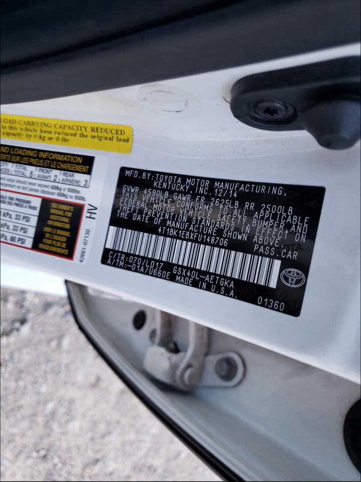 2015 Toyota Avalon Xle White vin: 4T1BK1EBXFU148706