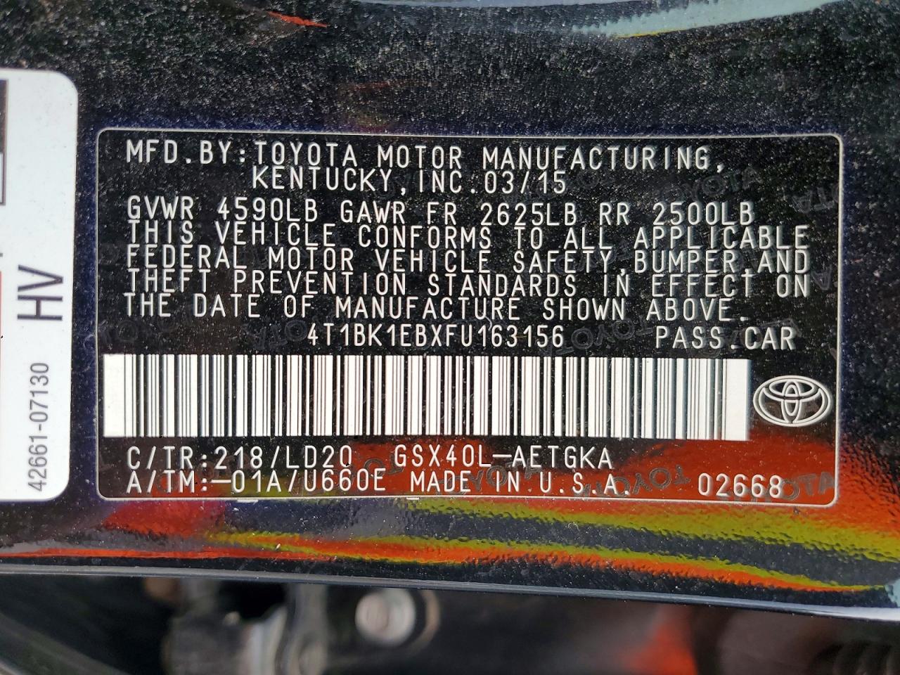 2015 Toyota Avalon Xle Black vin: 4T1BK1EBXFU163156