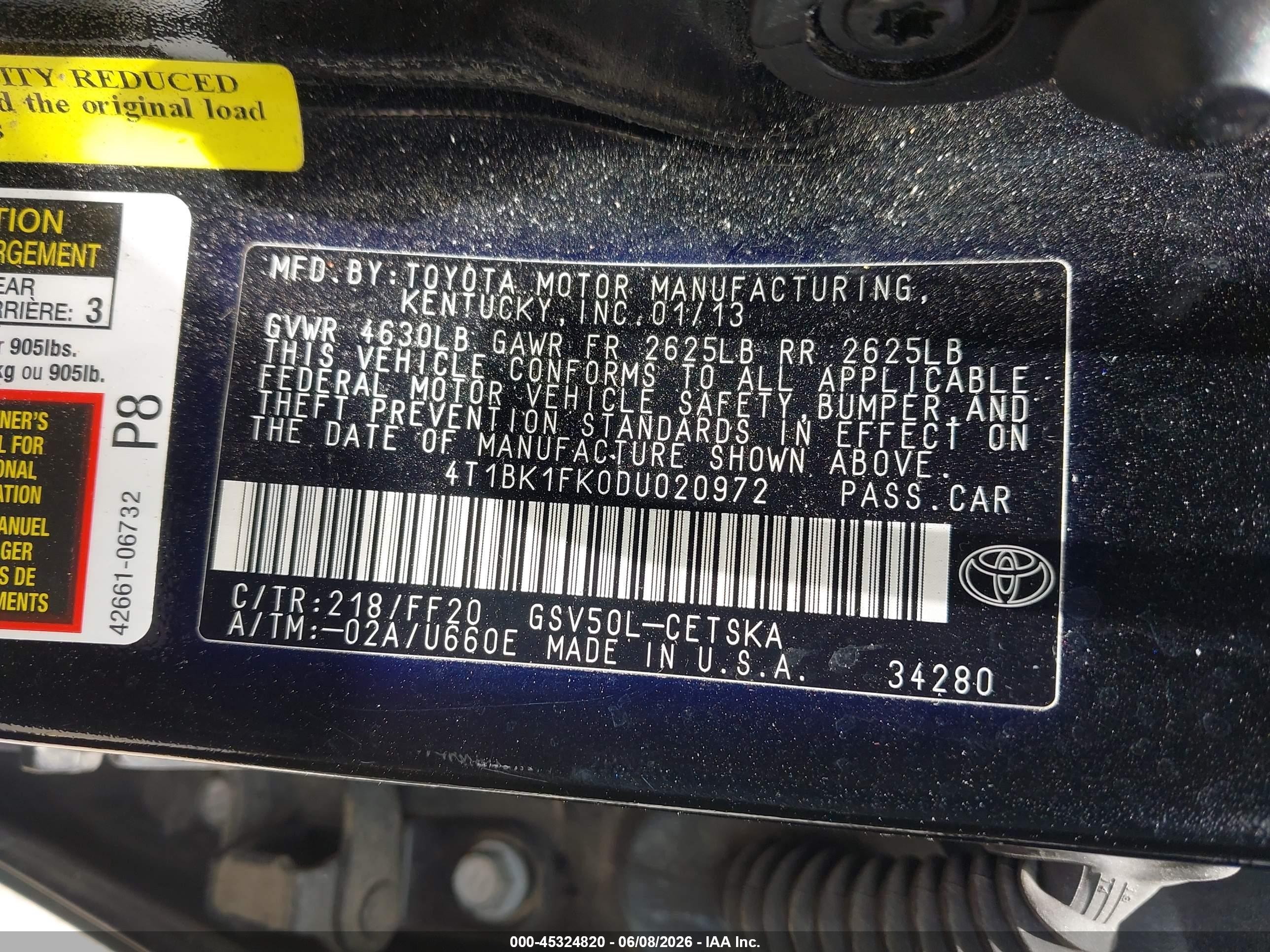 2013 Toyota Camry Se V6 Black vin: 4T1BK1FK0DU020972
