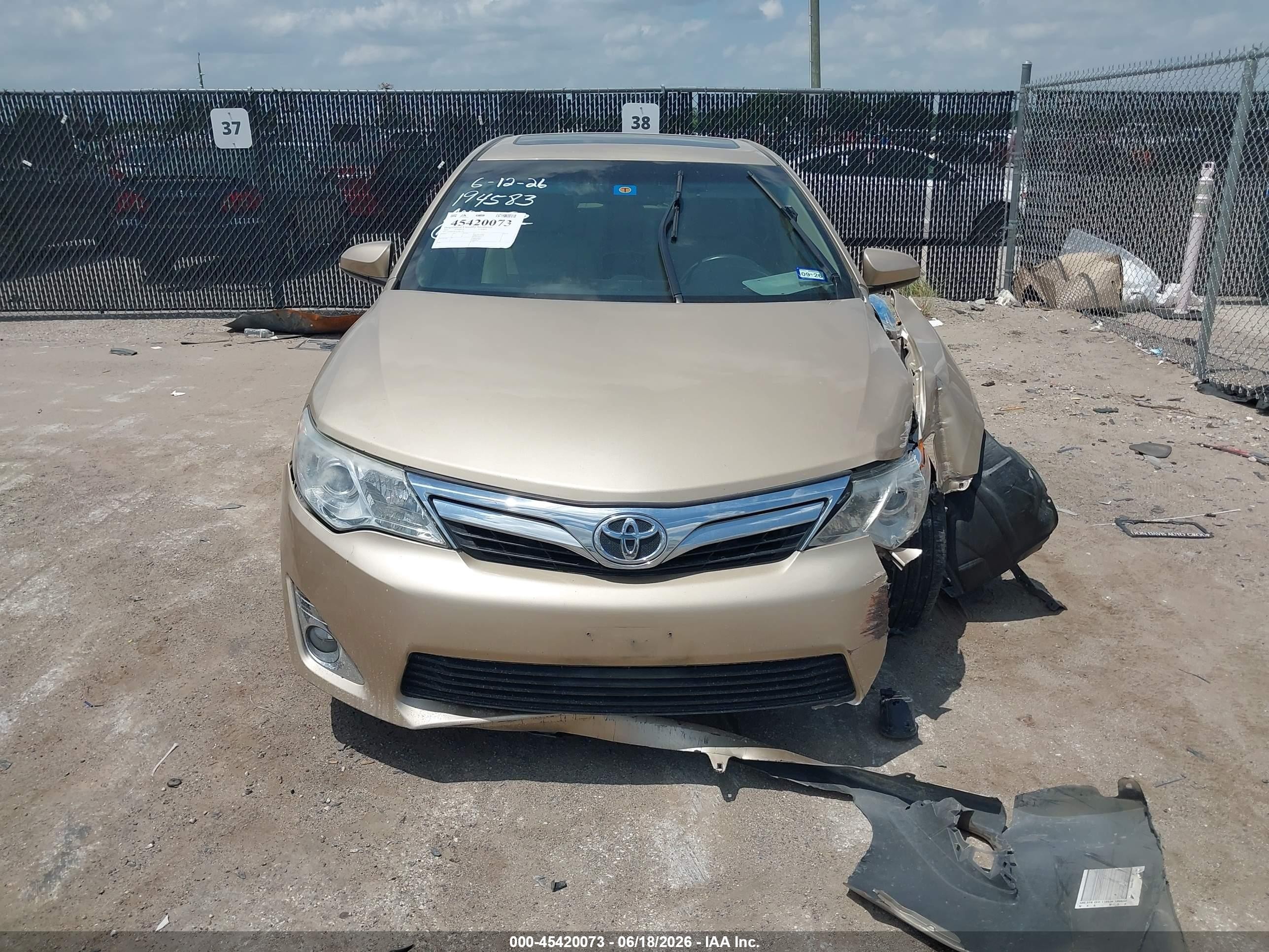 2012 Toyota Camry Xle V6 Beige vin: 4T1BK1FK1CU001118