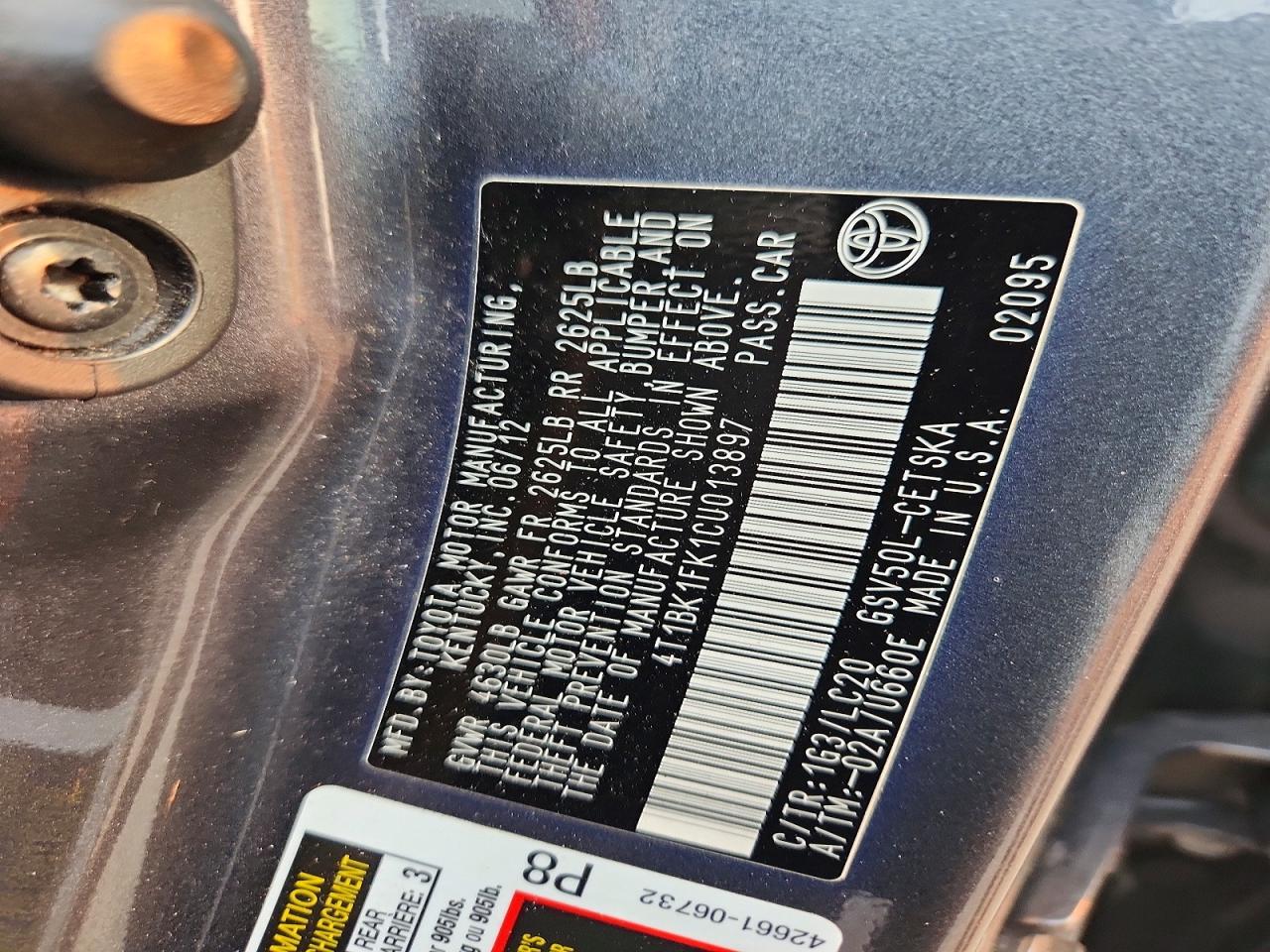 2012 Toyota Camry Se V6 Gray vin: 4T1BK1FK1CU013897