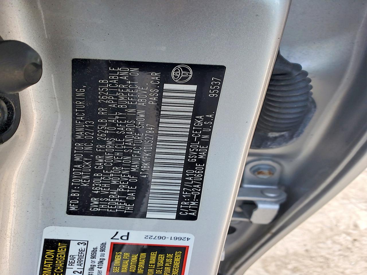 2013 Toyota Camry Xle V6 Silver vin: 4T1BK1FK1DU527847