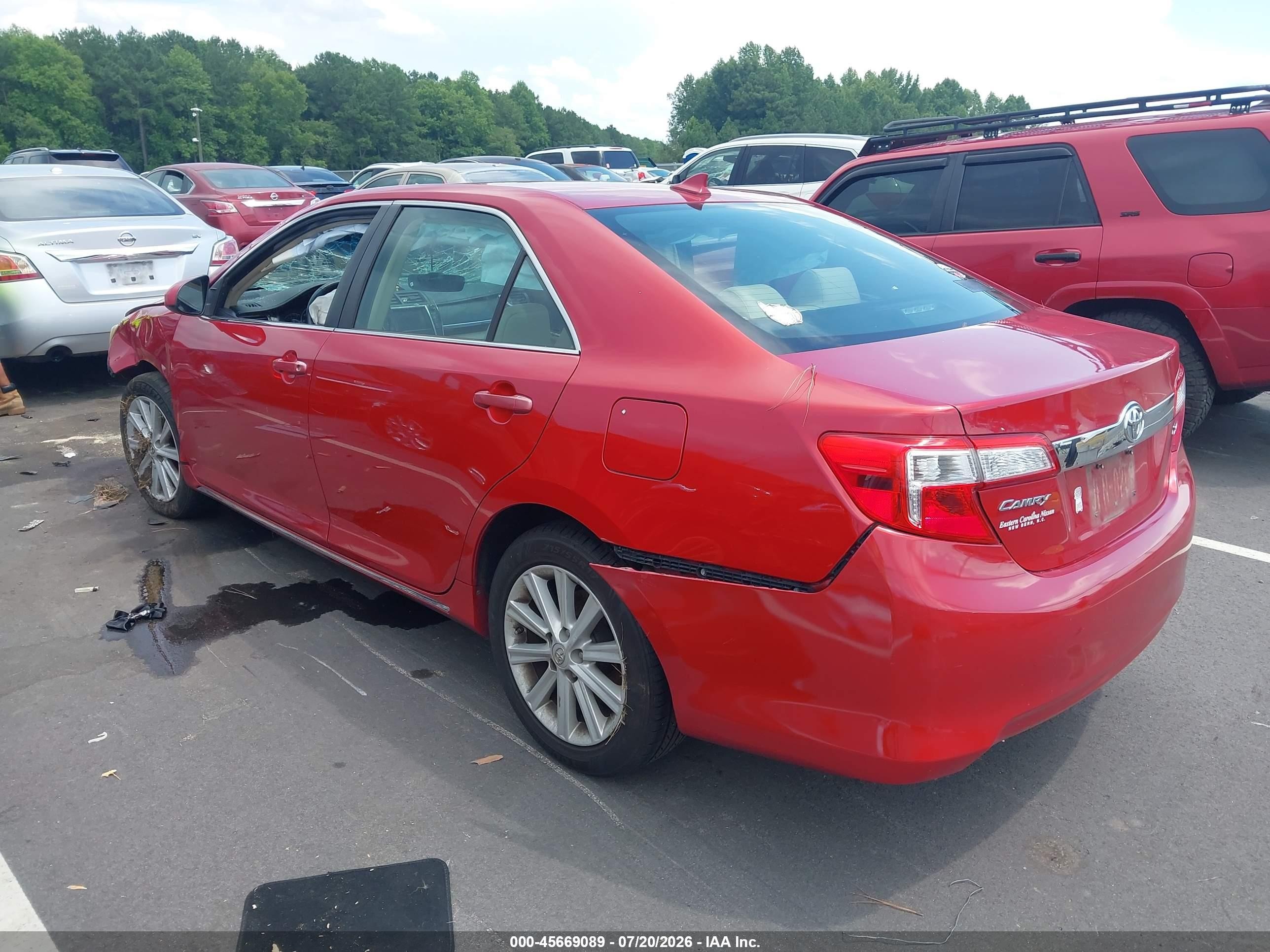 2013 Toyota Camry Xle V6 Red vin: 4T1BK1FK1DU534782