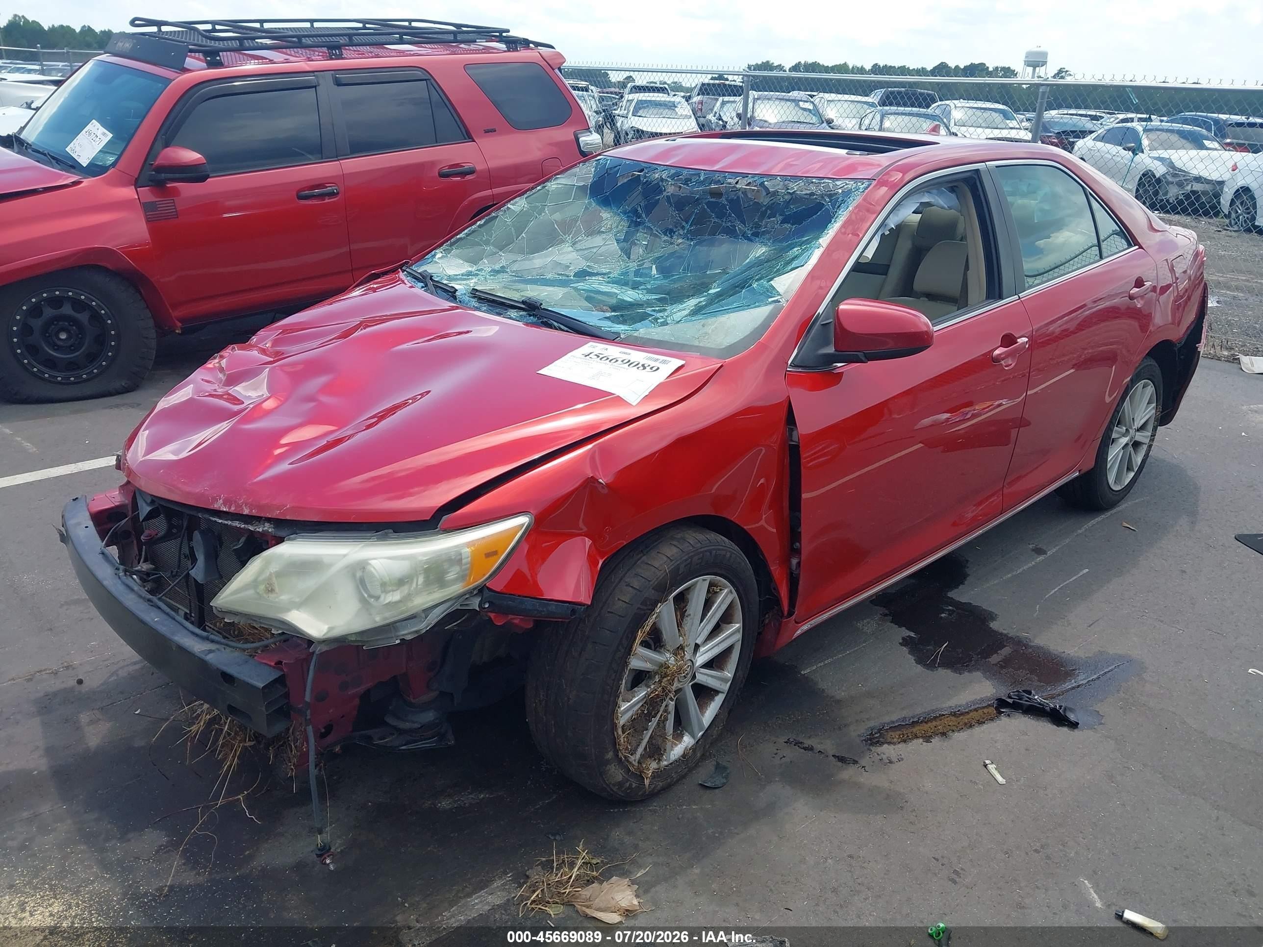 2013 Toyota Camry Xle V6 Red vin: 4T1BK1FK1DU534782