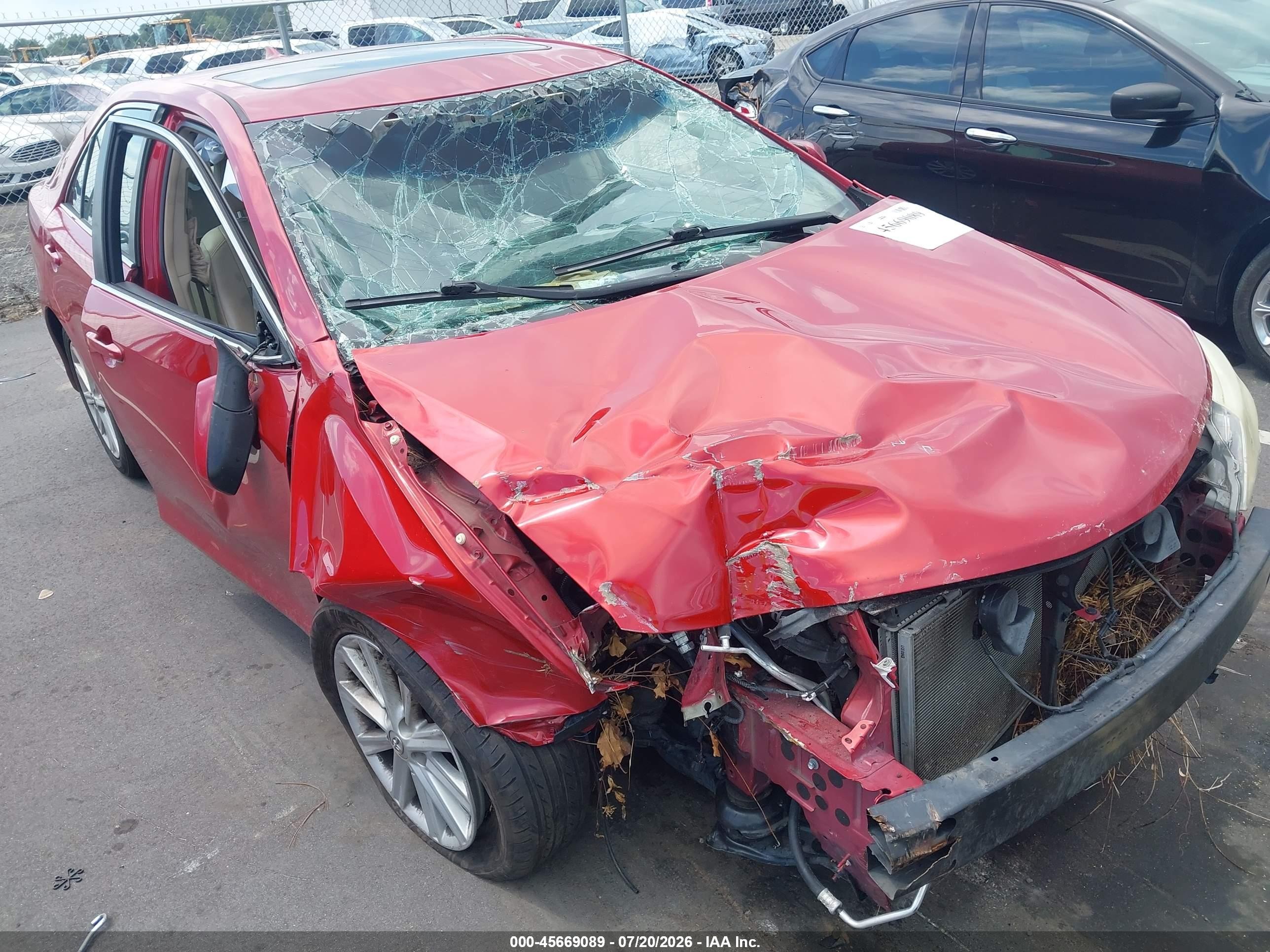 2013 Toyota Camry Xle V6 Red vin: 4T1BK1FK1DU534782