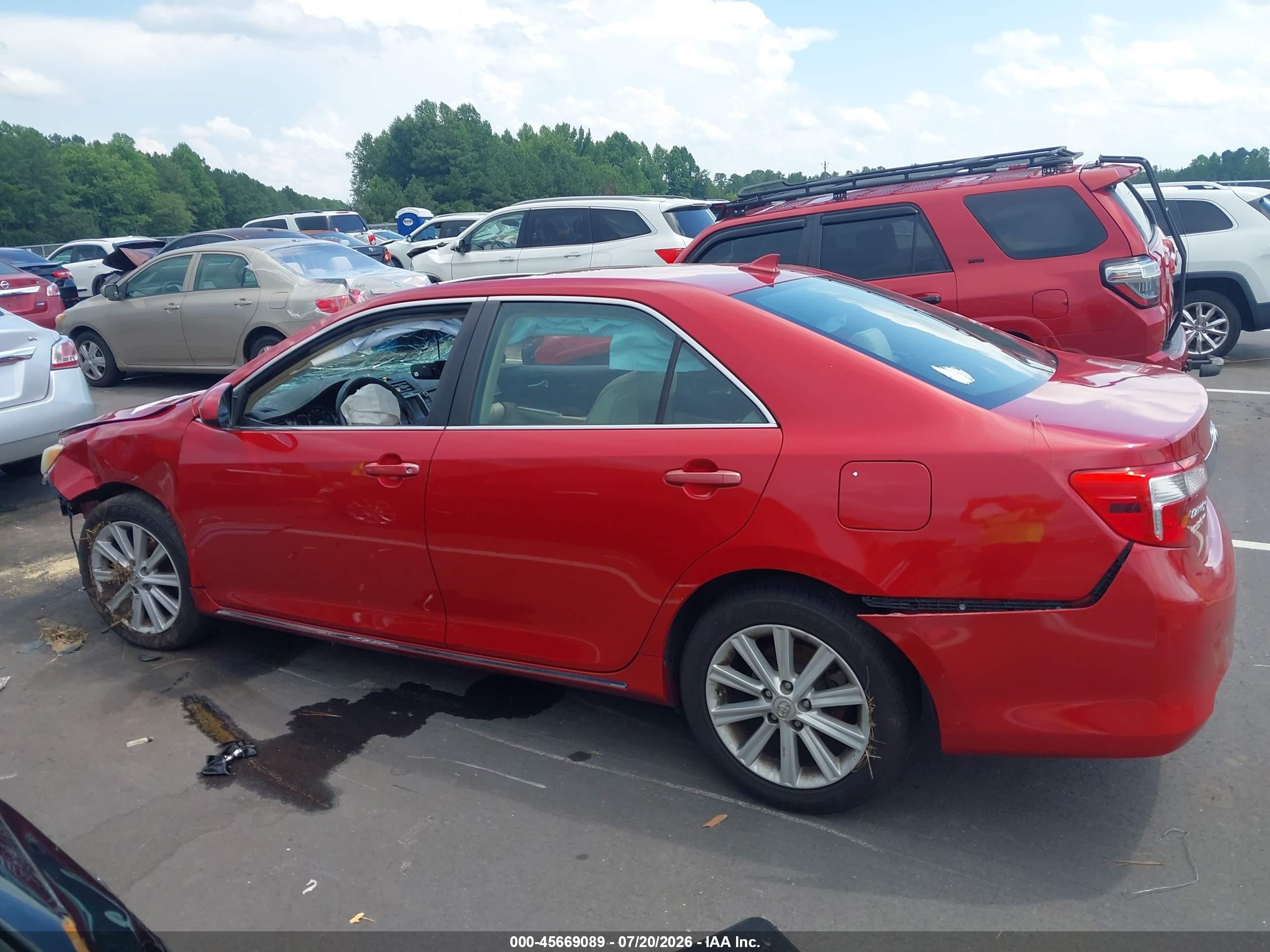 2013 Toyota Camry Xle V6 Red vin: 4T1BK1FK1DU534782