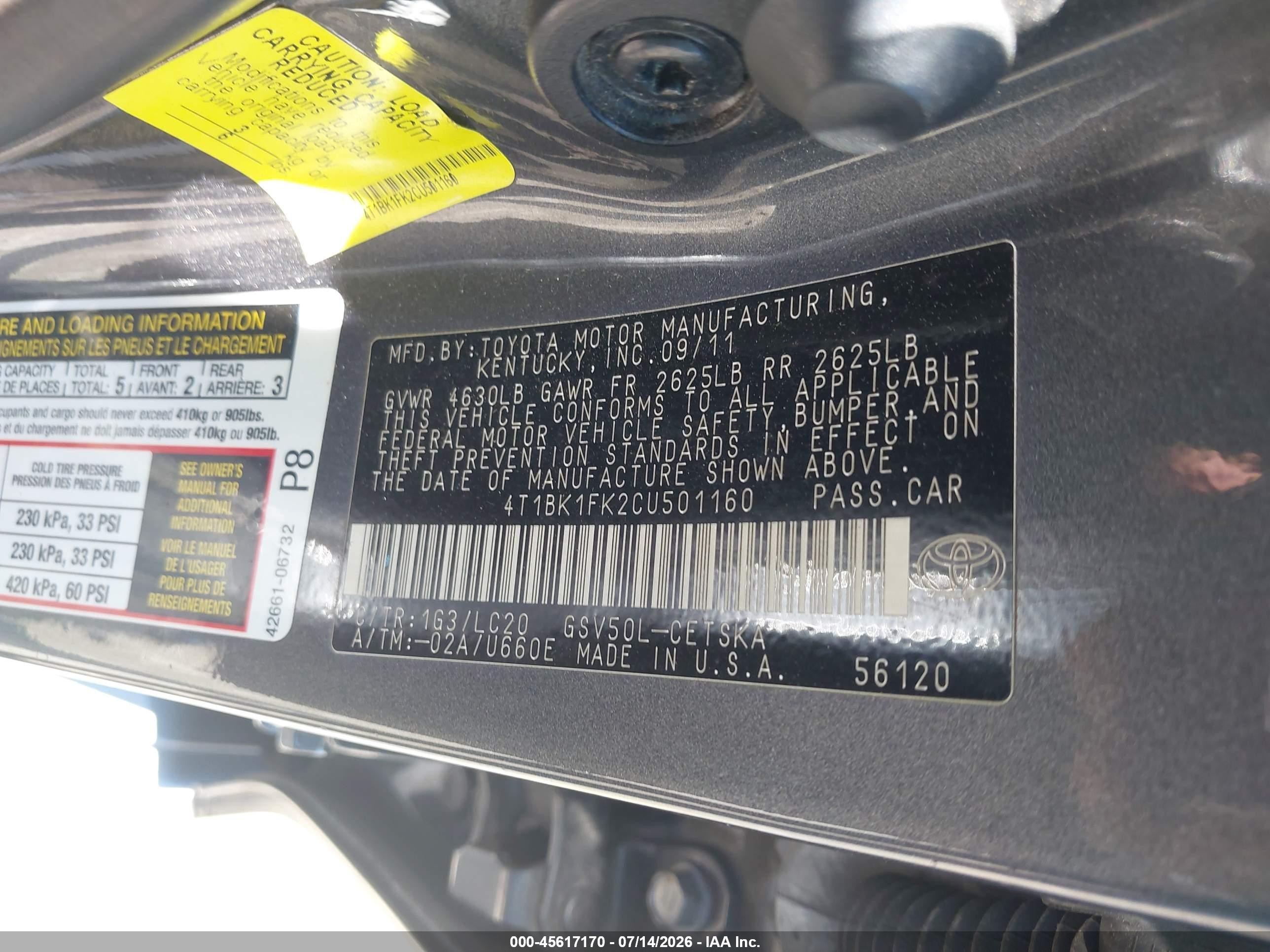 2012 Toyota Camry Se V6 Gray vin: 4T1BK1FK2CU501160