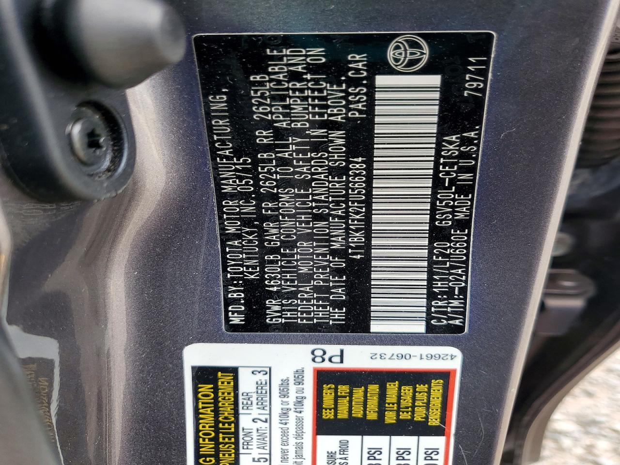 2015 Toyota Camry Charcoal vin: 4T1BK1FK2FU566384