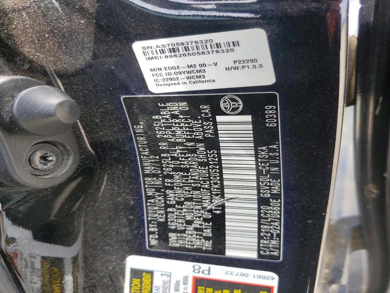 2012 Toyota Camry Se V6 Black vin: 4T1BK1FK3CU521255
