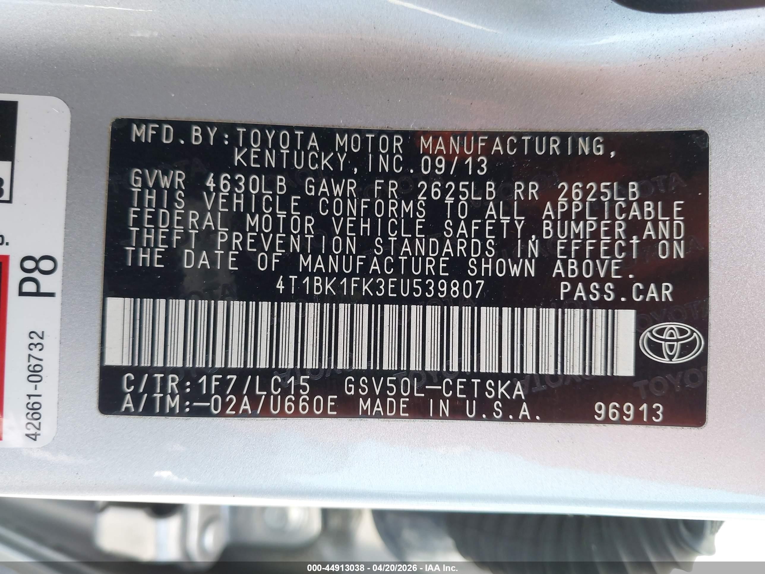 2014 Toyota Camry Se V6 Silver vin: 4T1BK1FK3EU539807