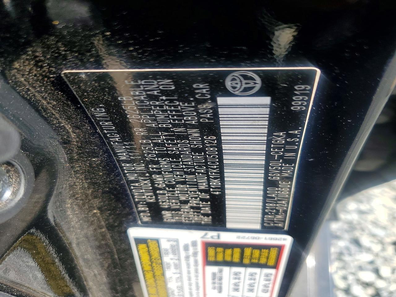 2012 Toyota Camry Xle V6 Black vin: 4T1BK1FK4CU508126