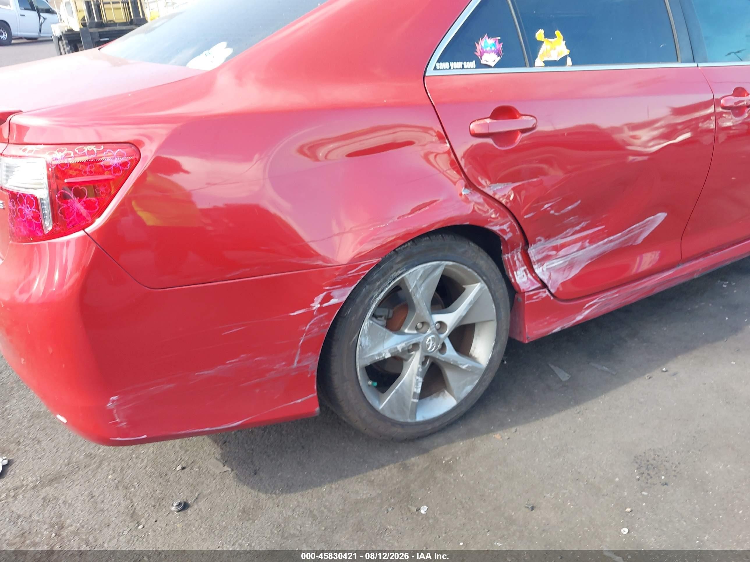 2012 Toyota Camry Se V6 Red vin: 4T1BK1FK4CU519353