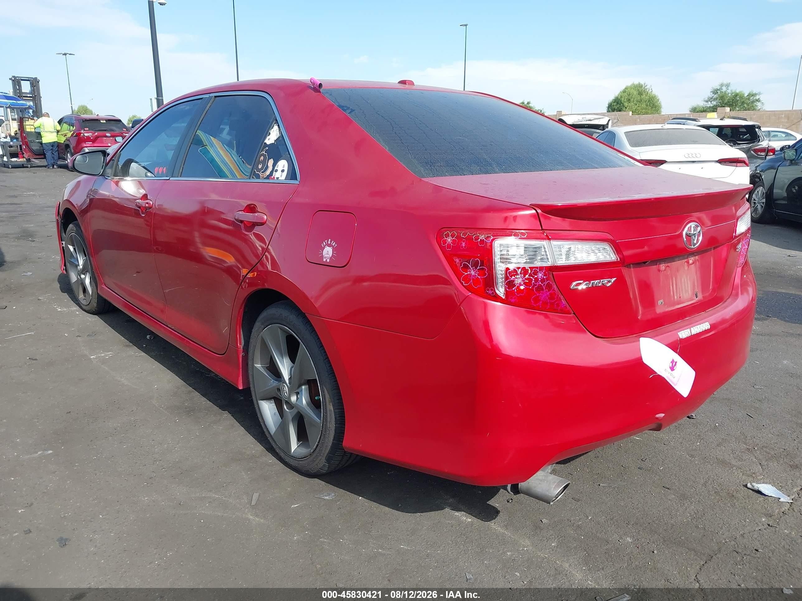 2012 Toyota Camry Se V6 Red vin: 4T1BK1FK4CU519353