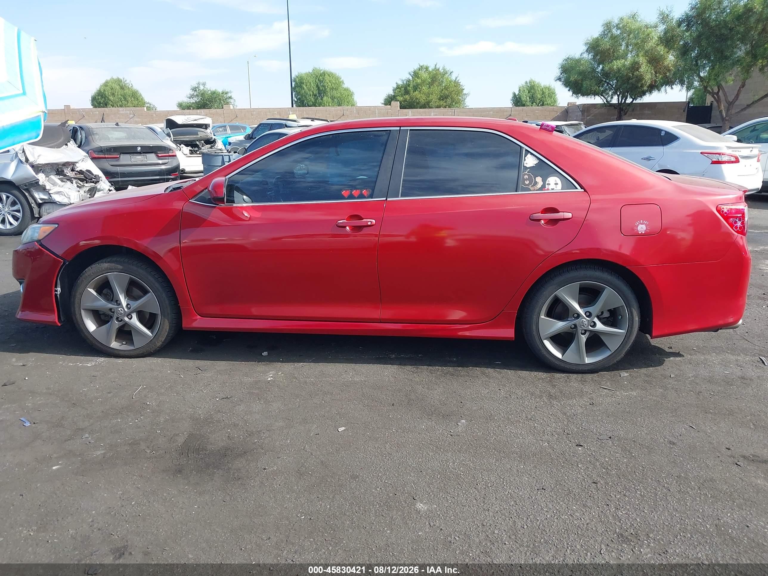 2012 Toyota Camry Se V6 Red vin: 4T1BK1FK4CU519353