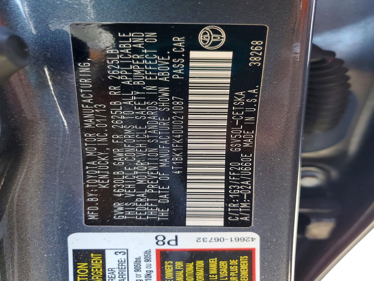 2013 Toyota Camry Se V6 Charcoal vin: 4T1BK1FK4DU021087