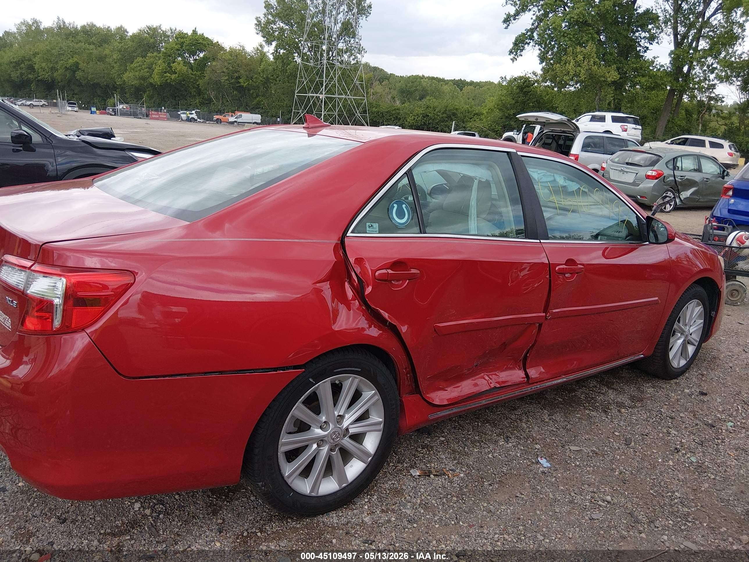 2012 Toyota Camry Xle V6 Red vin: 4T1BK1FK6CU508368