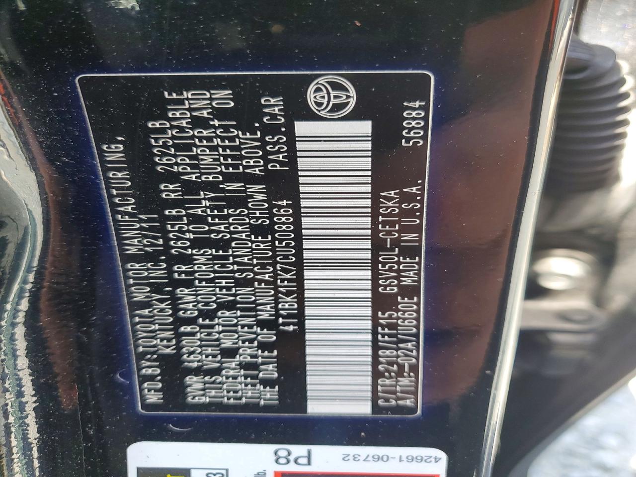 2012 Toyota Camry Se V6 Black vin: 4T1BK1FK7CU508864