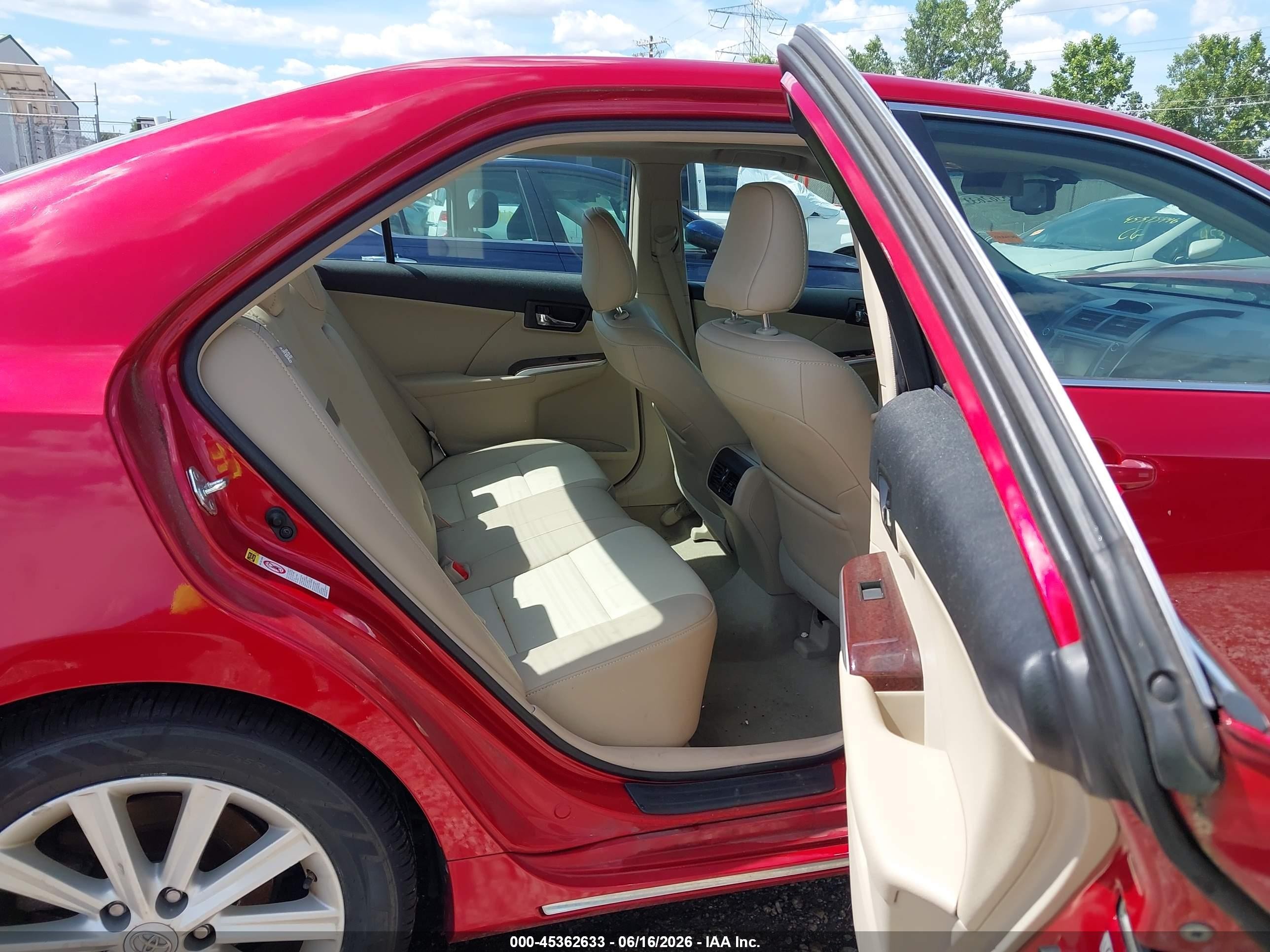 2012 Toyota Camry Xle V6 Red vin: 4T1BK1FK8CU516567
