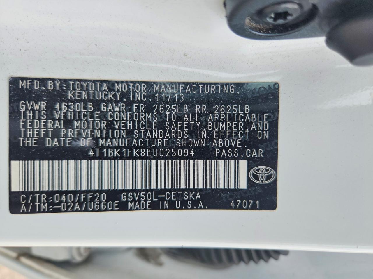 2014 Toyota Camry Se V6 White vin: 4T1BK1FK8EU025094