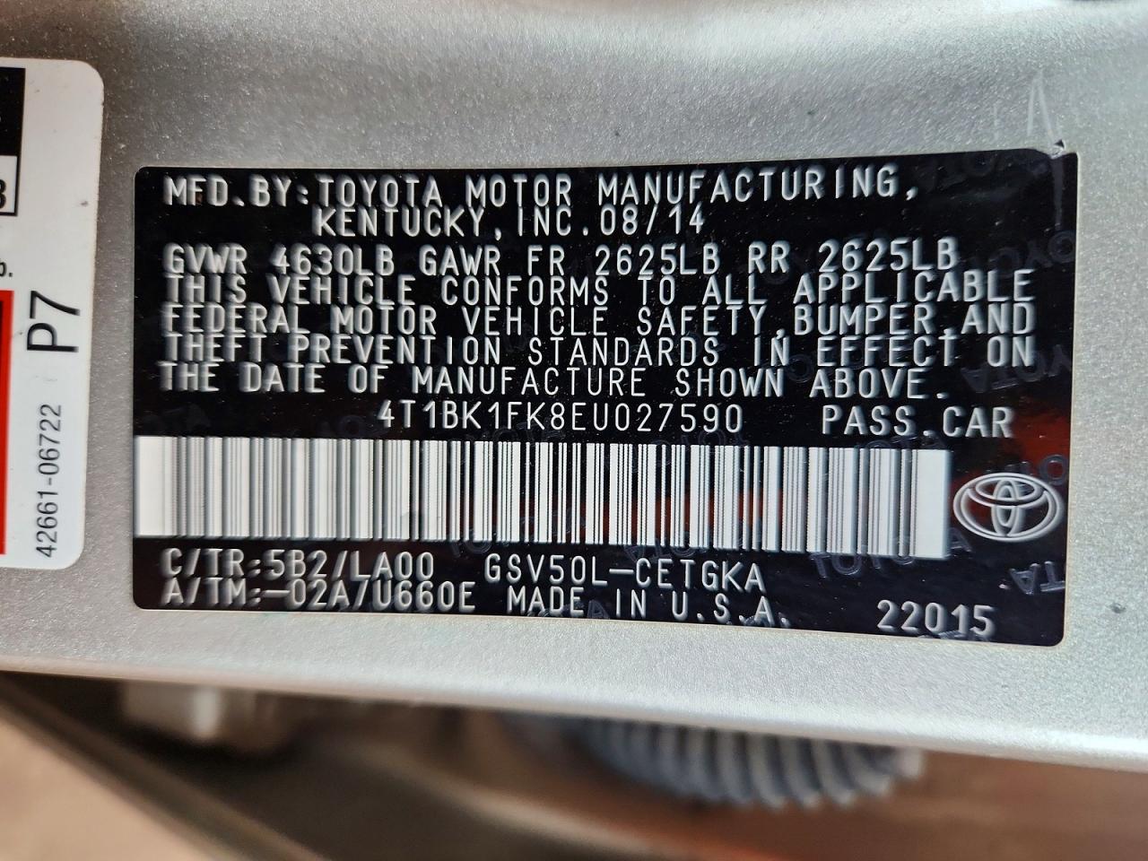 2014 Toyota Camry Xle V6 Бежевый vin: 4T1BK1FK8EU027590