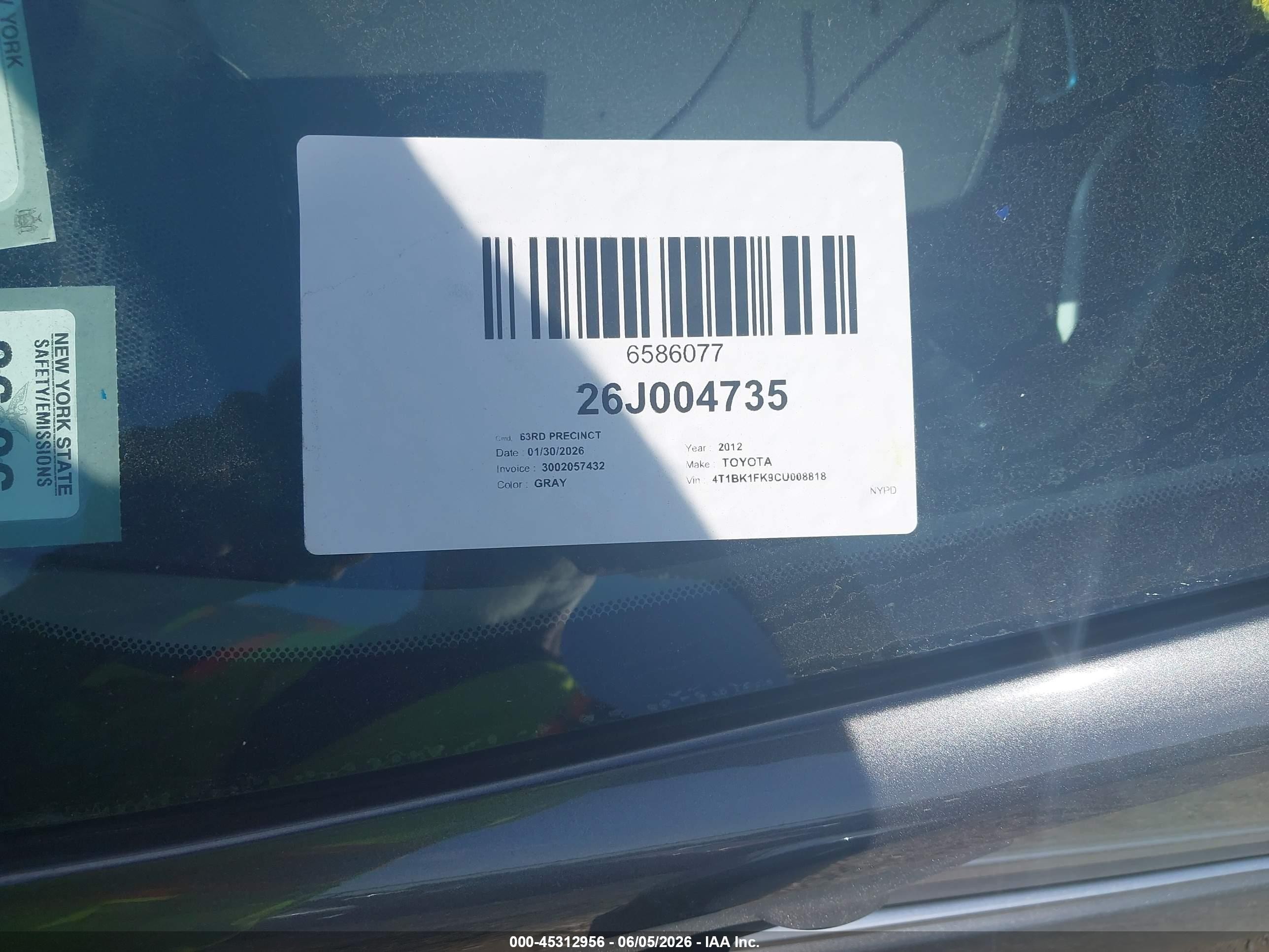 2012 Toyota Camry Se V6 Серый vin: 4T1BK1FK9CU008818