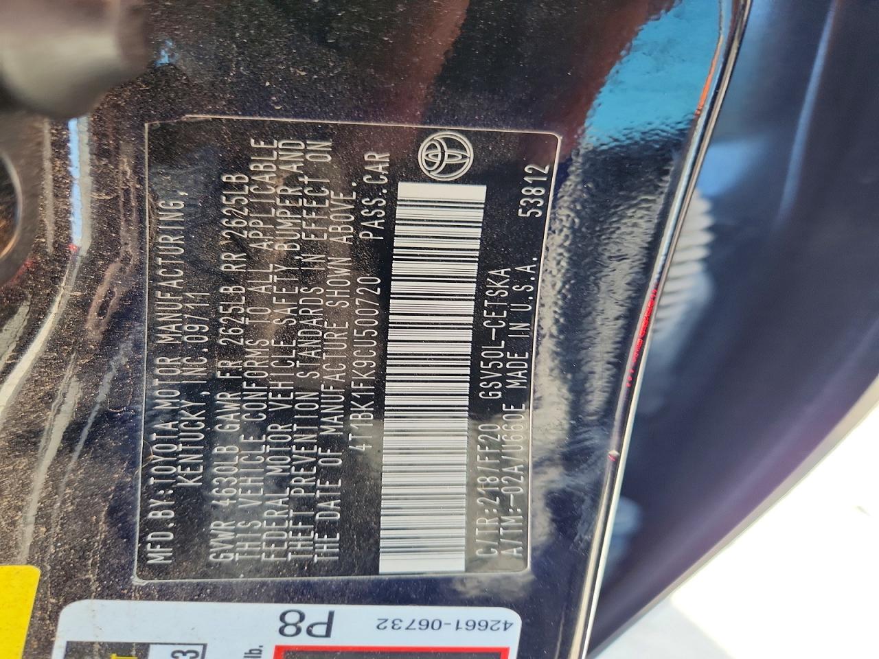 2012 Toyota Camry Se V6 Черный vin: 4T1BK1FK9CU500720