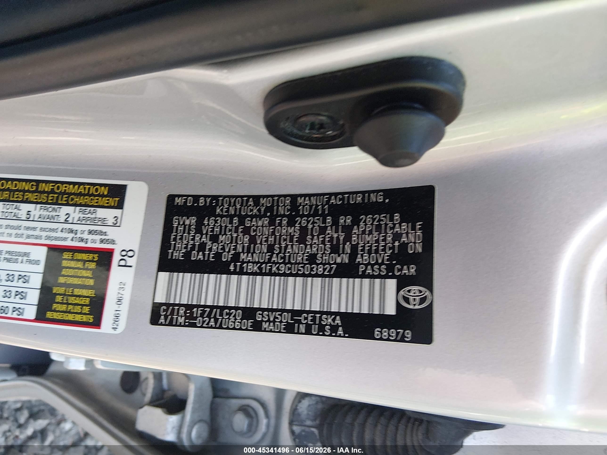 2012 Toyota Camry Se V6 Silver vin: 4T1BK1FK9CU503827